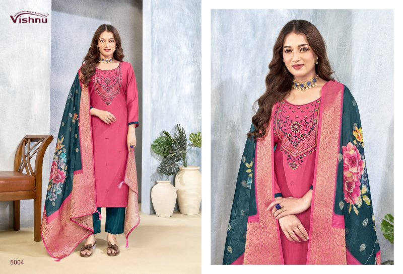 Sarita By Vishnu Vertican Silk Dress Material 